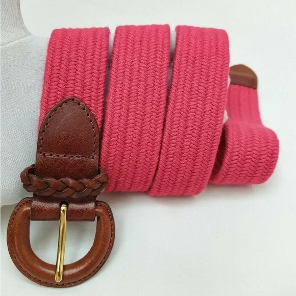 Vintage Y2K Talbots Stretchy Elastic Pink Belt Leather Buckle Women’s XL - Picture 1 of 4